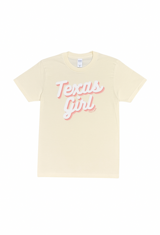 Texas Girl Puff Print Cream Tee
